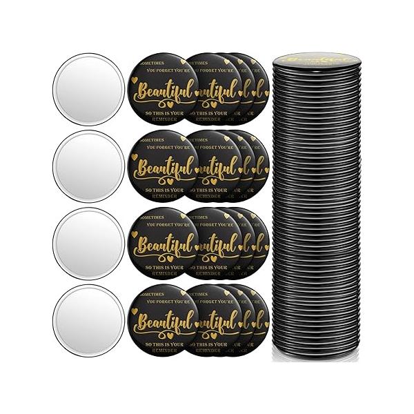 2.76 Inch 36 Pcs Inspirational Compact Mirror Bulk Gifts for Women Mini Pocket Small Employee Round Makeup ‌Christmas Galentines Mothers Coworker Nurse Friends