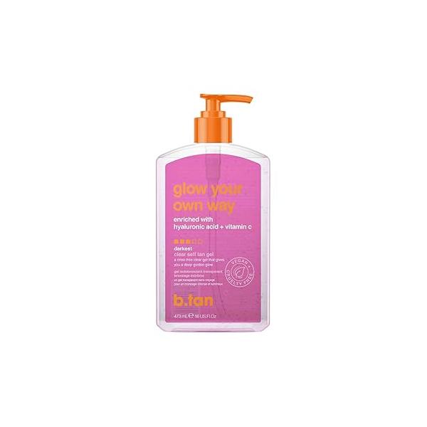 b.tan Clear Self Tan Gel | Glow Your Own Way - Best Transfer-Resistant, Quick, Tanning Gel, Vegan, Cruelty Free Tanner, 16 Fl Oz