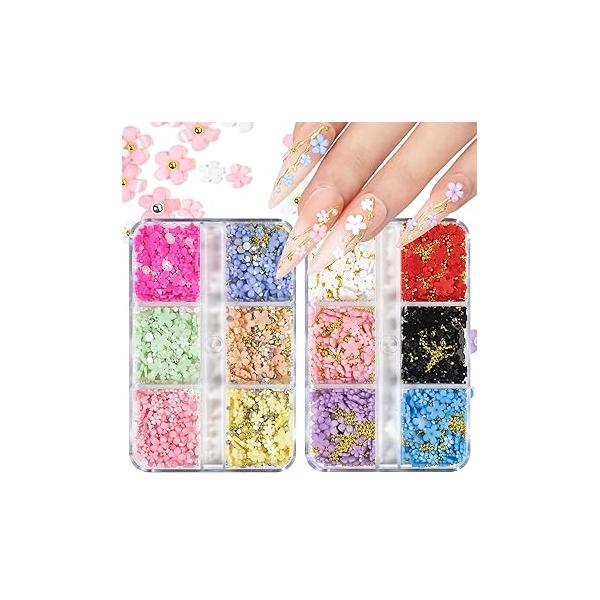 6 Boxes Nail Art Beads Metal Balls For Gold Silver Rose Steel Caviar Bubble DIY Crafts Decoration