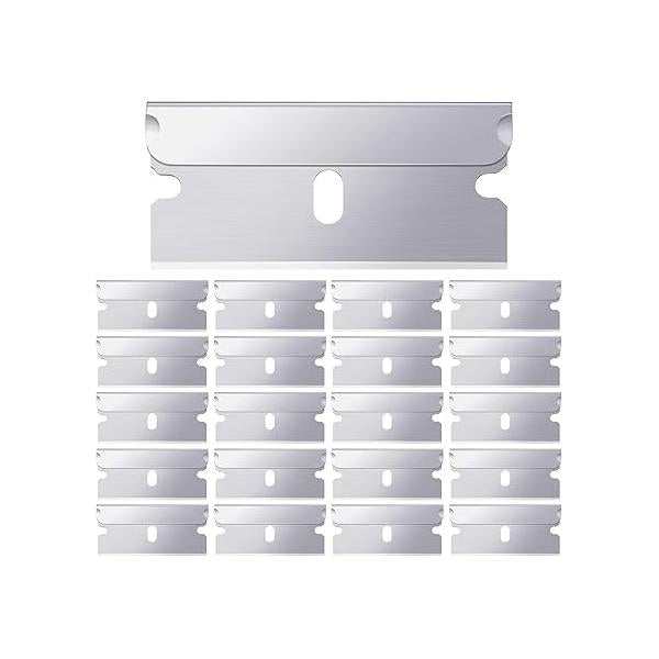 Honoson 20 Pcs Industrial Single Edge Razor Blades 100% Carbon Steel Straight Replacement for Scrapers, Box Cutters, Glass and Paint Removal