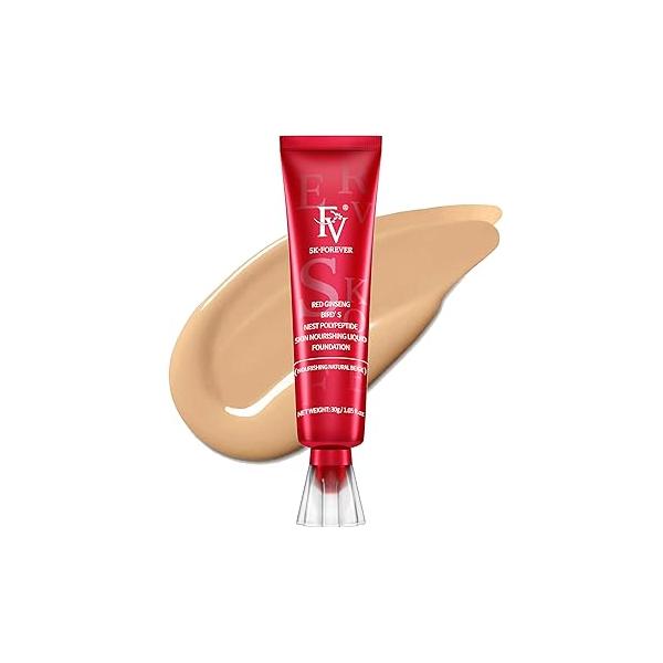 FV Waterproof Liquid Foundation, Dewy Finish Long Lasting Lightweight Medium Coverage Face Makeup for Normal & Dry Skin, Cruelty Free, Porcelain, 30ml