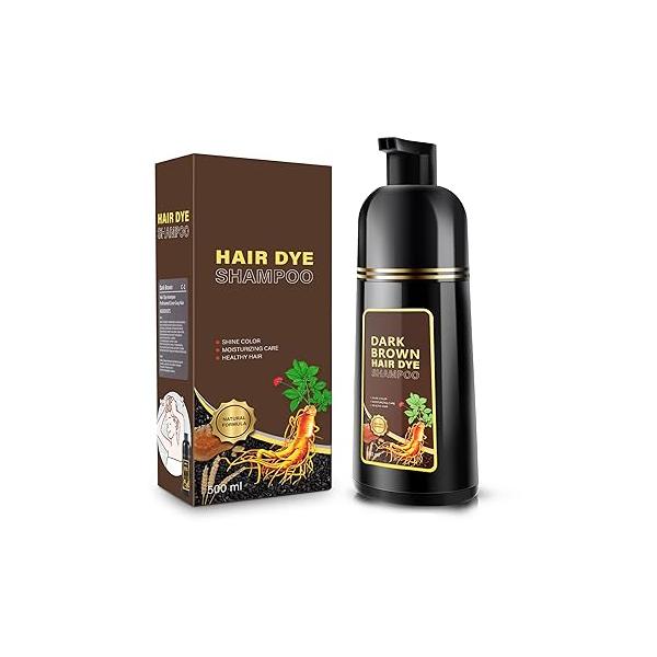 Black Hair Dye Shampoo 3 in 1, Herbal for Women Men, Grey Coverage 16.9fl oz