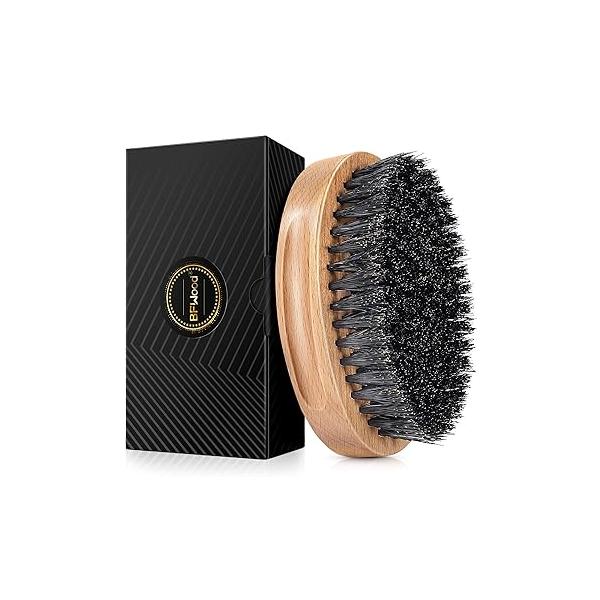 BFWood Beard Brush, Wild Boar Bristle Brush for Men, Mustache with Natural Wood Handle