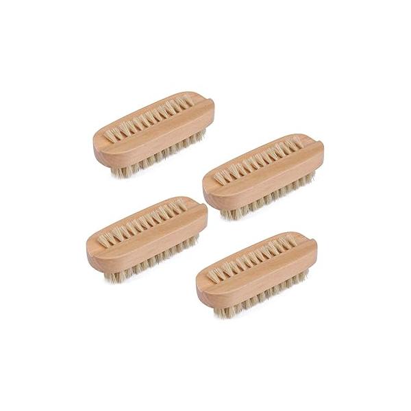 Tbestmax Cleaning Nail Fingernail Brush Wood 2 Side for Manicure Pedicure Women Kids 4 Pack