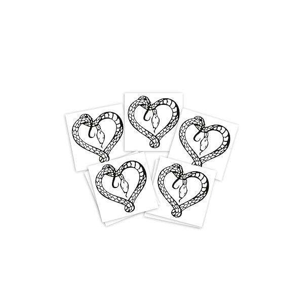 7 Sheets Snake Heart Temporary Tattoos - Halloween Tattoo for Women Men, Adults, Cosplay, and Party Makeup, Fake