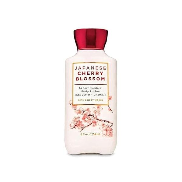 Bath and Body Japanese Cherry Blossom 24 Hour Moisture Super Smooth Lotion with Shea Butter, Coconut Oil Vitamin E 8 fl oz / 236 mL