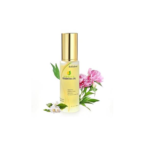 Bablabear Essential Hair Oil - Strengthening Serum 100% Plant-Based Nourishing Treatment for Repairing Dry Damaged Hair, Anti-Frizz, Smoothing Split, Add Shine Scalp & Body (1.4fl.oz)