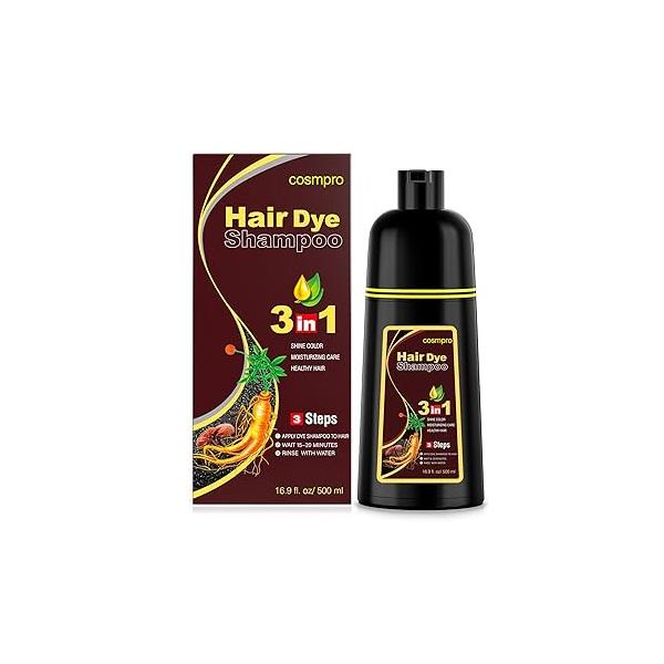 Black Hair Dye Shampoo 3 in 1 for Women/Men Gray Coverage Instant Color Natural Herbal Semi Permanent Champu Para Cana