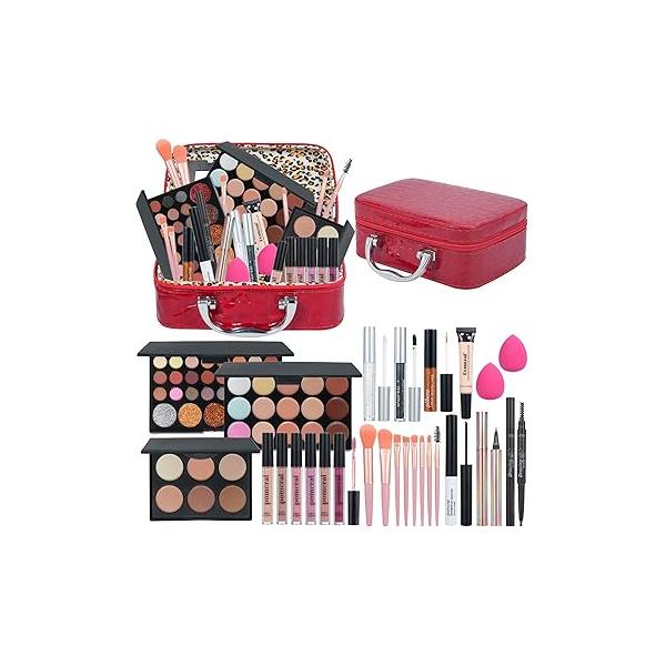 Professional Makeup Kit,Makeup kit For Girls, Set Women Eyeshadow Palettes, Lip Colors, brush set,Makeup bag (Pink)