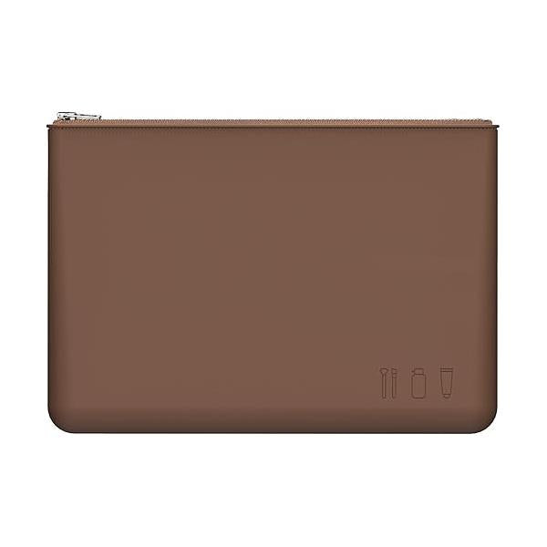 FERYES Silicone Makeup Brush Bag - Elegant Cosmetic Brushes Pouch with YKK Zipper, Travel Tools Organizer -Khaki