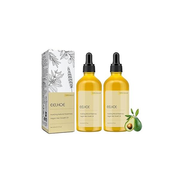 2Pack Veganic Natural Hair Growth Oil,Carvenchi Oil with Rosemary,Hair Regrowth for Dry Damaged and Thin
