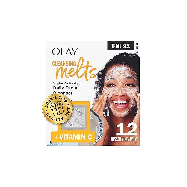 Olay Cleansing Melts + Vitamin C Face Cleanser, 12ct, Water-Activated Wash Cleans, Tones, and Refreshes Skin