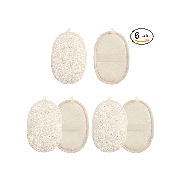 6PCS Exfoliating Natural Luffa Sponge Loofah Pad Scrub Body Scrubber Brush Pads Bath Shower Loofahs for Men Women loufah