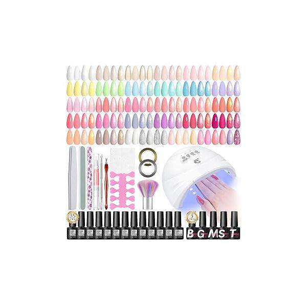 COSCELIA 52pcs Gel Nail Polish Kit with U V light 35 Summer Colors Set Cream Color Collection 5PC Top Base Coat Art Manicure for Beginners Everything Gifts Women