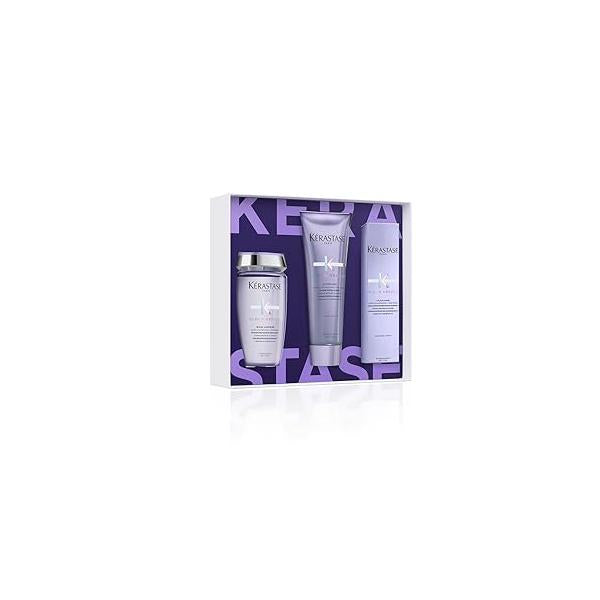 Kerastase Blond Absolu Hydrating Shampoo, Strengthening Conditioner & Heat-Protecting Leave-In Treatment Set For Bleached, Highlighted and Damaged Hair - Nourishes Illuminates With Hyaluronic Acid