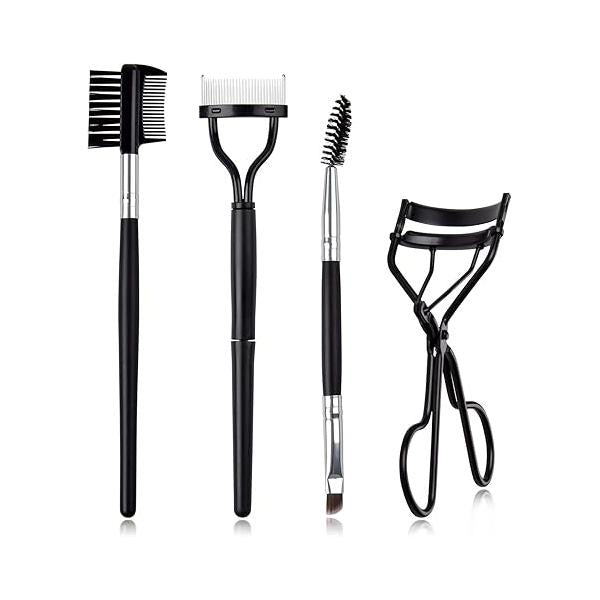 Eyelash Comb Brush Tools EBANKU 4pcs Eyebrow Eyelashes Curler Lash Separator Tool Double Ended Professional Eye Brow Spoolie Brushes for Makeup Grooming (Black)