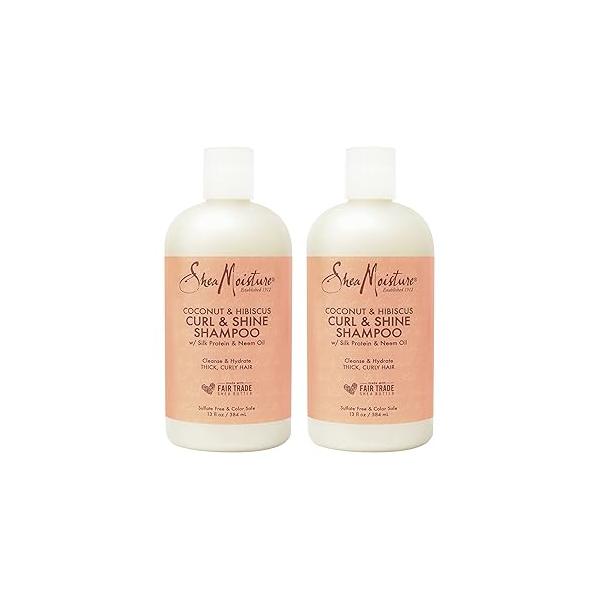 SheaMoisture Curl and Shine Coconut Shampoo for Curly Hair Hibiscus Paraben Free 13 oz 2 Count