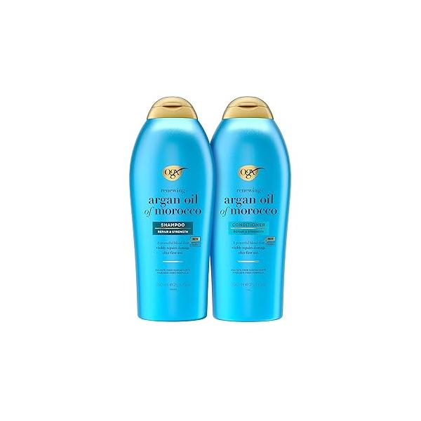 OGX Renewing + Argan Oil of Morocco Shampoo & Conditioner Set, Helps Strengthen Repair Dry, Damaged Hair, Paraben-Free, Sulfate-Free Surfactants, 25.4 fl. Oz (Pack 2)