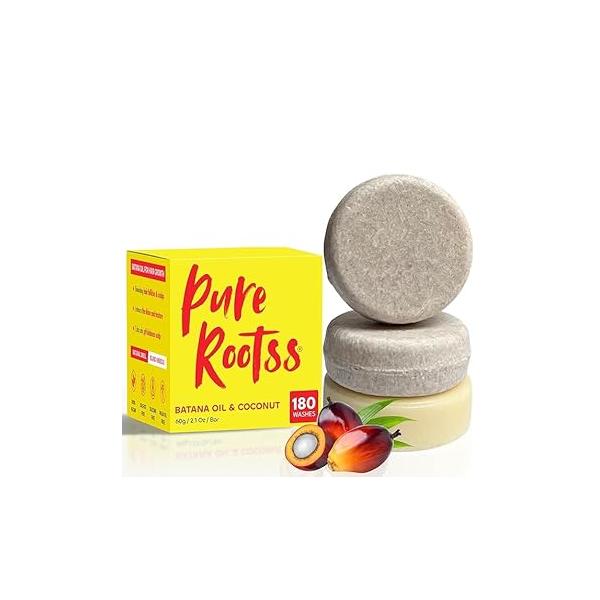 Batana Oil Shampoo & Conditioner Bar Set 3 - For Hair Growth, Thickening, Anti Loss, Volumize, Strengthen, Regrowth for Thinning Silicone Free, Sulfate Hibiscus Smell