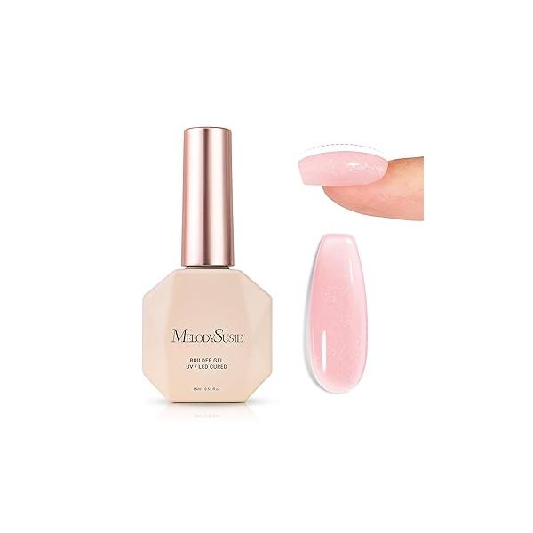MelodySusie Clear Builder Nail Base Gel for Nails Thickening, Soak Off UV Extension Gel, Rhinestone Glue in a Bottle Art Design Salon DIY Manicure at Home Gift Women