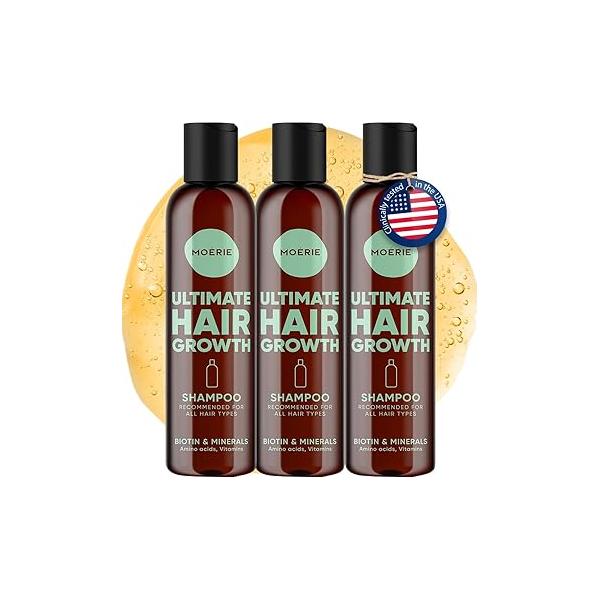 Moerie Ultimate Hair Growth Shampoo - For Longer, Thicker, Fuller - Vegan Friendly Volumizing Products Paraben & Silicone Free All Types Reverse Loss 8.45 fl oz (250ml)