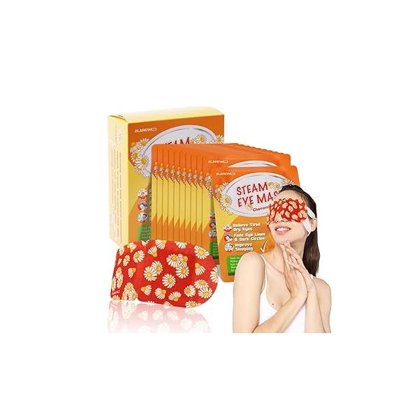 20 Packs Steam Eye Mask Self Heating Moist Compress Disposable SPA Warm for Dry Eyes, Fatigue, Stress Relief, Soothing Headache Travel Trouble Sleeping (Chamomile)