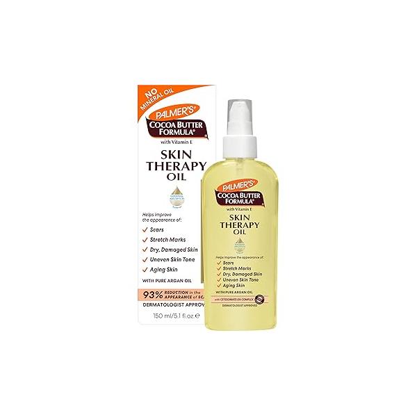 Palmer's Cocoa Butter Formula Skin Therapy Moisturizing Body Oil with Vitamin E & Pure Argan Oil, Deep Moisturizer for Dry, Damaged Skin, Scars or Stretch Marks, 5.1 Fl Oz (Pack of 3), YELLOW
