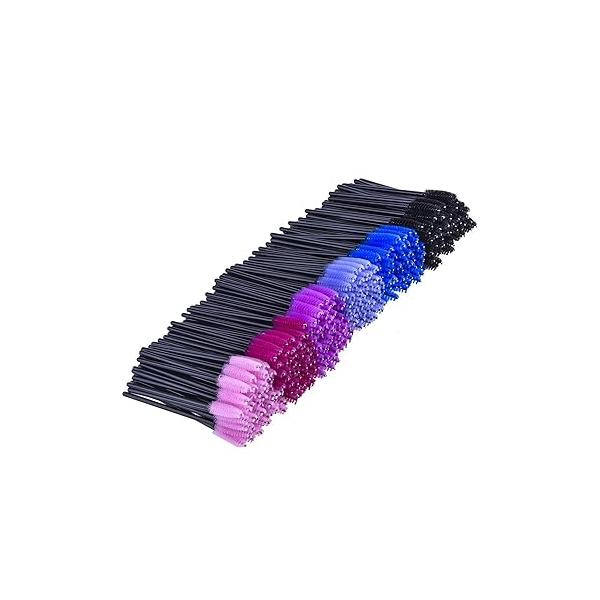 eBoot 300 Pieces Colored Disposable Mascara Wands Eyelash Eye Lash Brush Makeup Applicators Kit (Multicolor Handle, Multicolor Head)