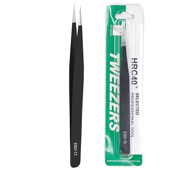 Eyelash Extension Tweezers Stainless Steel Curved Tip for Applications Tools(Pink)