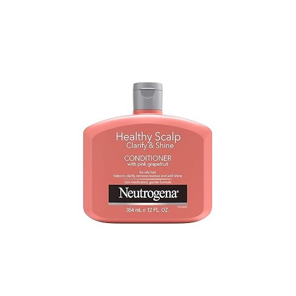 Neutrogena Exfoliating Healthy Scalp Clarify & Shine Conditioner for Oily Hair and Scalp, Anti-Residue with Pink Grapefruit, Paraben Phthalate-Free, Color-Safe, 12oz