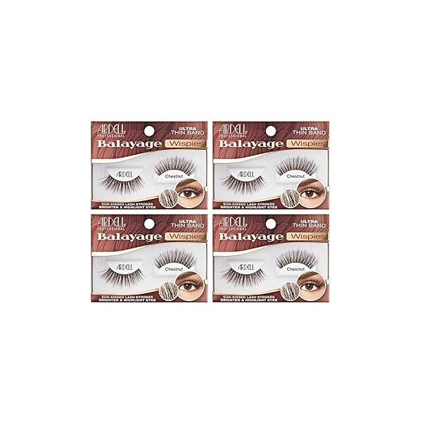 Ardell Balayage Wispy Lashes, False Eyelashes, Bronde - Easy Application Strip Lashes for Everyday Wear, Sun-kissed Lash Strokes, 4 Pack