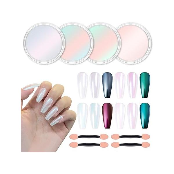 Artdone Chrome Nail Powder Metallic Mirror Glitter Effect Pigment Iridescent Aurora Mermaid Pearl Dust Kit for Gel Polish Art Decoration, Resin Craft Arylic