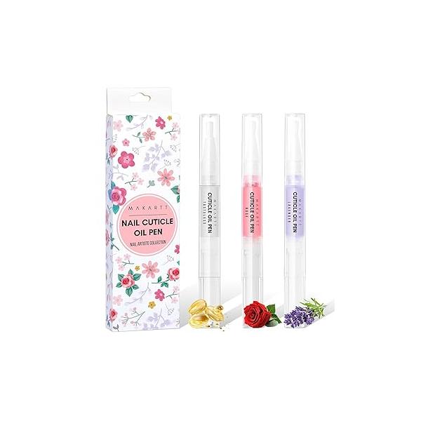 Makartt 3PCS Cuticle Oil Pen Nail Care Set, 5ML Nails Revitalizer & Moisturizer with Vitamin E, Cuticles Oils Kit for Manicure Pedicure Use