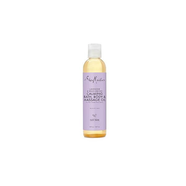 SheaMoisture Bath, Body and Massage Oil Lavender Wild Orchid Calming Moisturizer for Sensitive Skin 8 oz