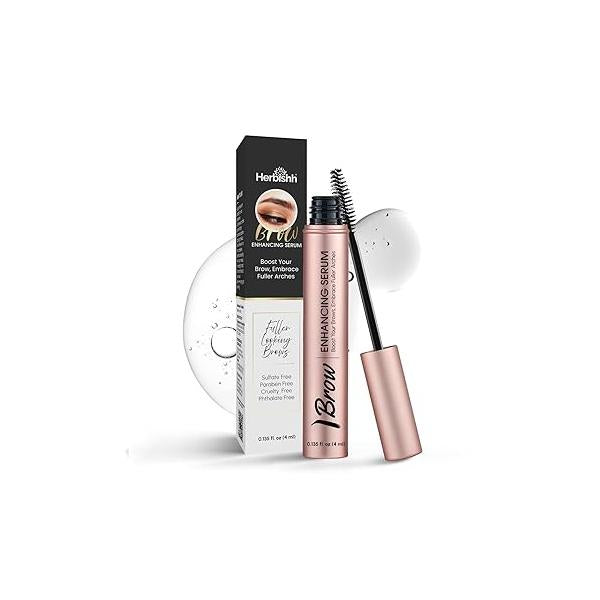 Herbishh Eyebrow Enhancing Serum, Fuller & Thicker Brows, Infused with Hydrating Strengthening Formula, Sulfate-Free, Travel-Friendly Brow Enhancer, 0.135 fl. oz