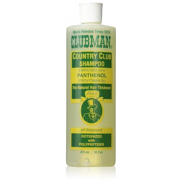 Clubman Country Club Shampoo - pH Balanced, Enriched with Panthenol for Thicker Hair, Natural Hair Thickener Men, 16 oz Pack of 2