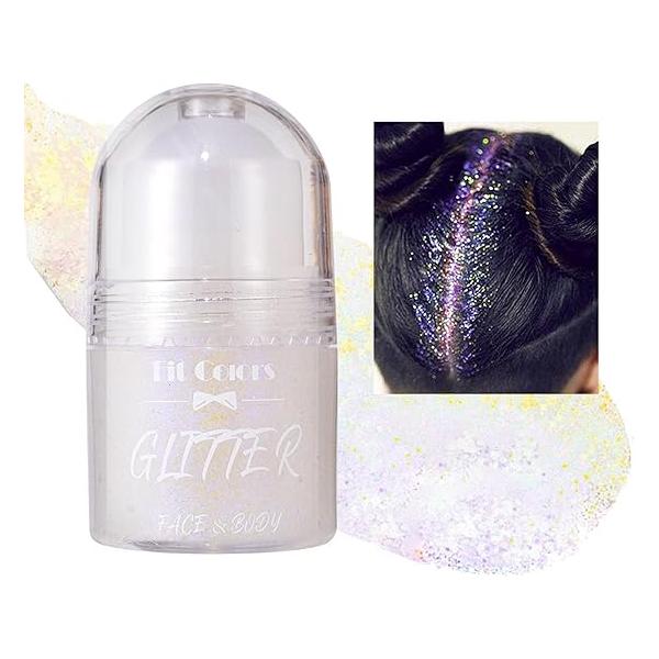 Roll-on Body Glitter Gel, Mardi Gras Mermaid Sequins Holographic Face Paint， Hair Gel Festival Accessories,Rave Party &Halloween Makeup for Women (#03)