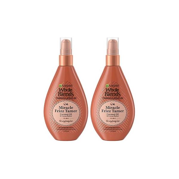 Garnier, Whole Blends Miracle Frizz Tamer 10-in-1 Coconut Leave-In Treatment, 5 Fl Oz