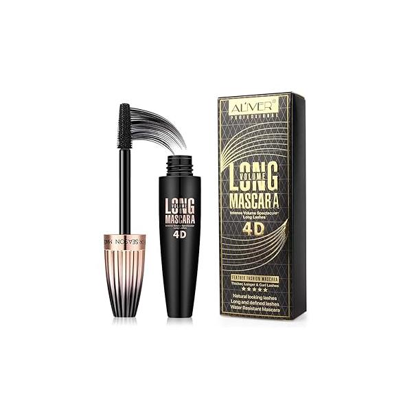 4D Silk Fiber Lash Mascara, Waterproof Long Lasting Mascara Black Volume and Length Natural, Exquisitely Full, Lengthening Thickening Softer Fuller Lashes Amplify Smudge-Proof Eyelash Mascaras,1 Pack