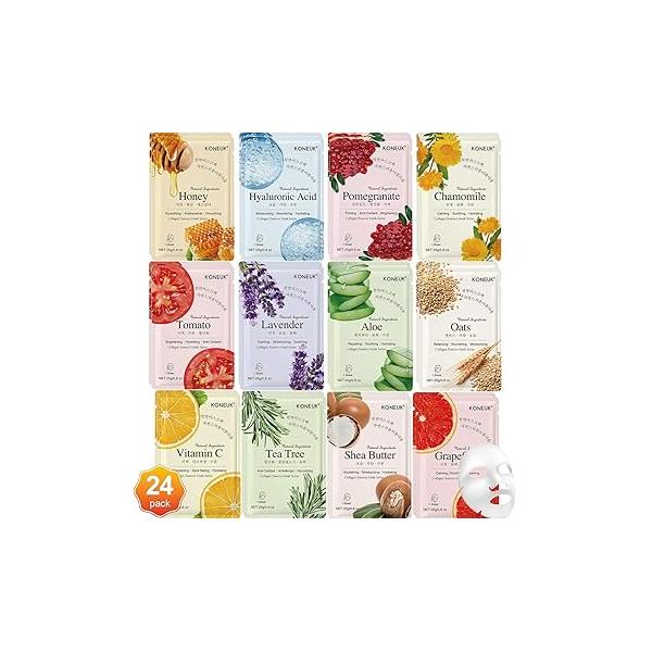 9 Pack Collagen Face Masks Skincare for Women, Hydrating Sheet Suitable All Skin Types, Bulk Facial Women Care, Mask Gifts Set Spa Party