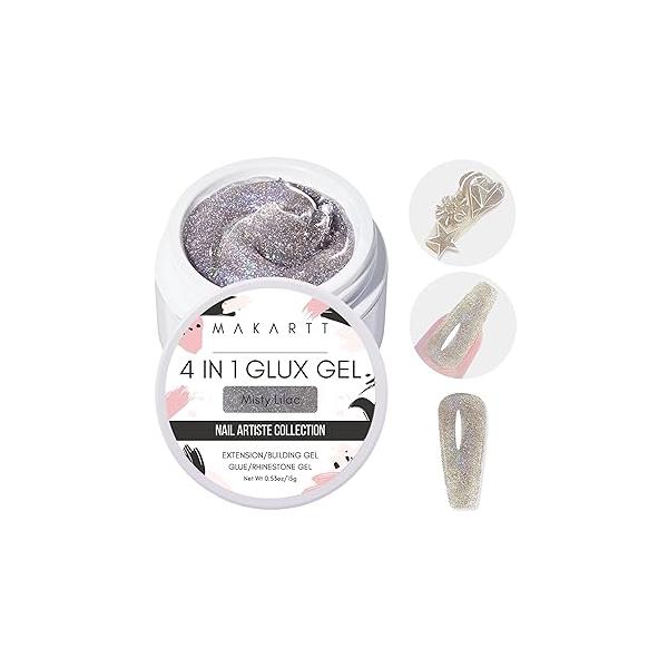 Makartt Solid Builder Nail Gel, 3D Gel Art 4 in 1 Non-sticky for Extension UV Glue Acrylic Nails Rhinestones Sculpture Hard Gels UV/LED Lamp Required Clear 15ml