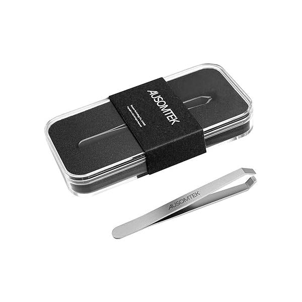 Beard Tweezers - Stainless Steel, Fine Hair Removal Tool, 5mm Tip, Clear Box 1Pack