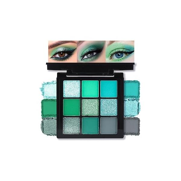 AMY'S DIARY Matte Shimmer Light Deep Blue Eye Shadow Palette Makeup,Eyeshadow Long Lasting Waterproof Cruelty-Free, 9 Blendable Shades in Smooth Finishes with Gorgeous Pearls for Girls (Blue)