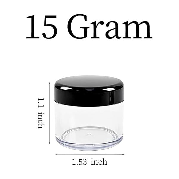 12 Pcs 15ml/0.5oz Small Travel Containers Clear Plastic Cosmetic Jar Refillable Roun for Beauty Lotion Cream Products Sample Bottles Black With Screw on Lid Container