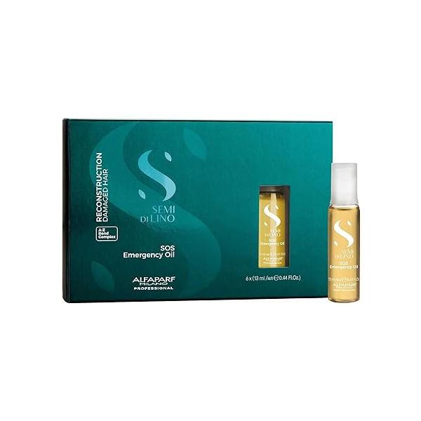 Alfaparf Milano Semi di Lino Reconstruction Reparative SOS Emergency Oil - Hair Breakage Treatment for Strengthening, Smoothing & Repairing Damaged Hydrating Vegan (6 Vials/2.64 oz)