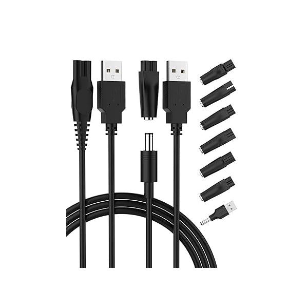 9 PCS Power Cord 5V Replacement USB Suitable for Electric Hair Clippers Beard Trimmers Shavers Beauty Instruments Desk Lamps Purifiers and Others 5521 Adapter, HQ8505 Charger Charging Line