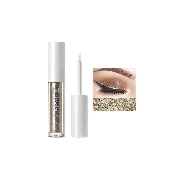 Erinde Liquid Glitter Eyeshadow Eyeliner, Korean Makeup Bling Under Eye Shadow, Shimmer Metallic, Lightweight Waterproof Long Wearing, Loose Glue for Crystals Makeup, Colorful Sequins