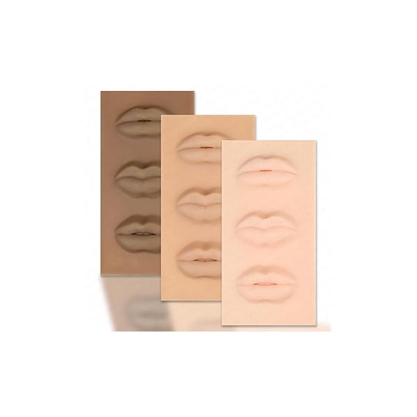 Guapa 3D Tattoo Lip Blush Practice Skin European Solid lip block with 3 Lips Shape Soft Silicone Latex for Semi Permanent Make Up Microblading Training (Brown)