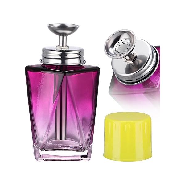 Noverlife 4Oz / 120ml Glass Acetone Pump Dispenser with Cover, Triple-Filter Clog-Free Alcohol Push Down, Refillable Nail Polish Remover Bottle, Pumping Press Makeup Container