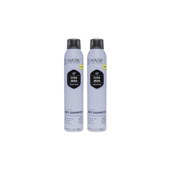 HASK Chia Seed Volumizing Dry Shampoo Kits for all hair types, aluminum free, no sulfates, parabens, phthalates, gluten or artificial colors (6.5oz-Qty2)